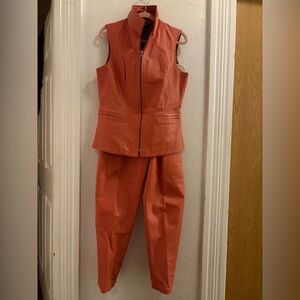 Metrostyle Coral two piece leather vest and pants